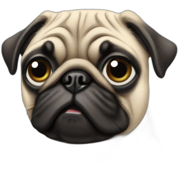 pug wearing a t-shirt emoji