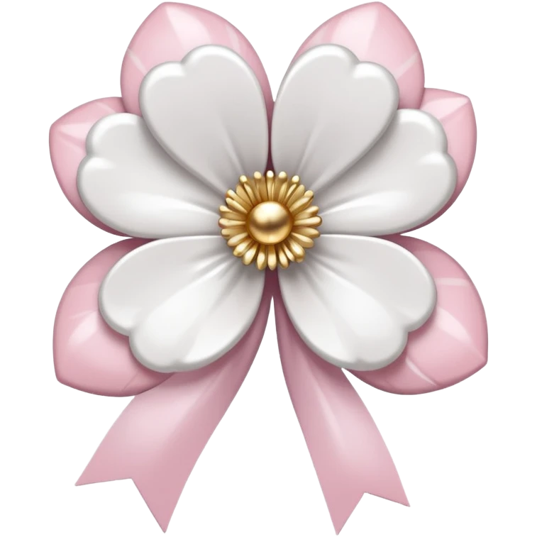 white sakura flower with a bow and marble center emoji