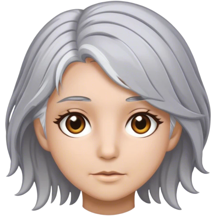 Mid length grey hair hazel eyes emoji