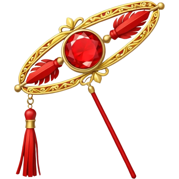 Red & Gold Hairpin – Decorative stick with red tassels.



 emoji