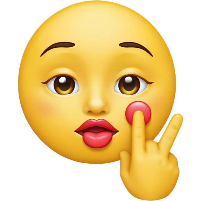 Yellow circle kissy face with pinched thumb and pointer finger emoji