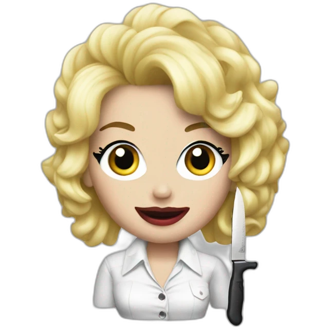 Dolly Parton with knife emoji