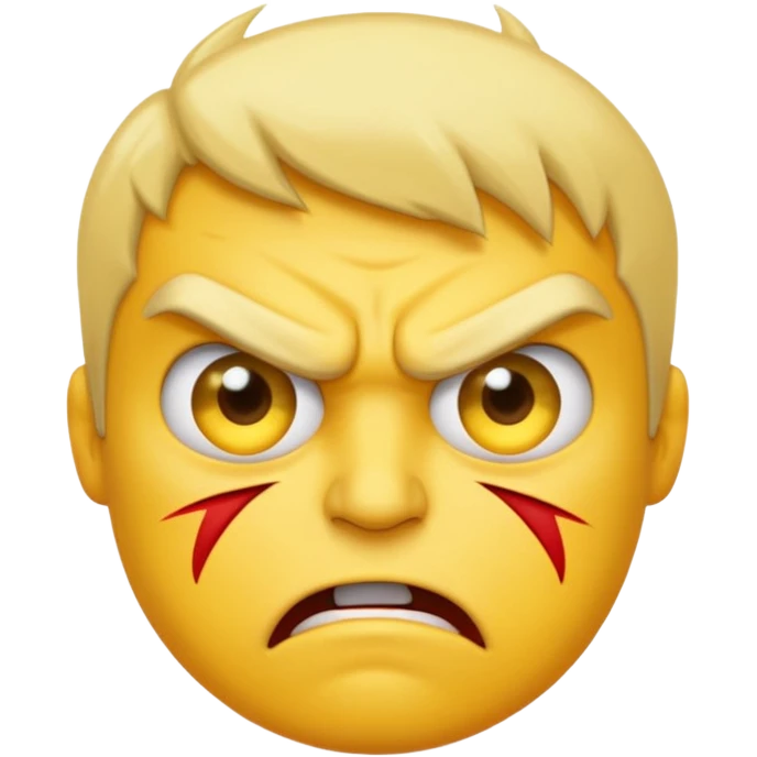 same style as apple emoji generic smilies. this one will be an angry face with 0/5 star ratings in his eyes. leaving an irate review emoji