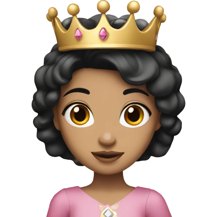 Princess with black hair and pink crown with white emoji