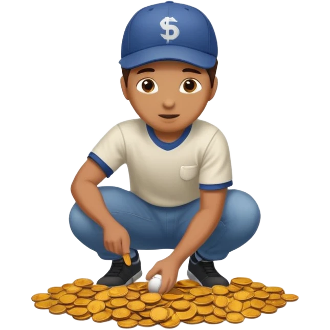 Person picking up pennies from the ground  emoji