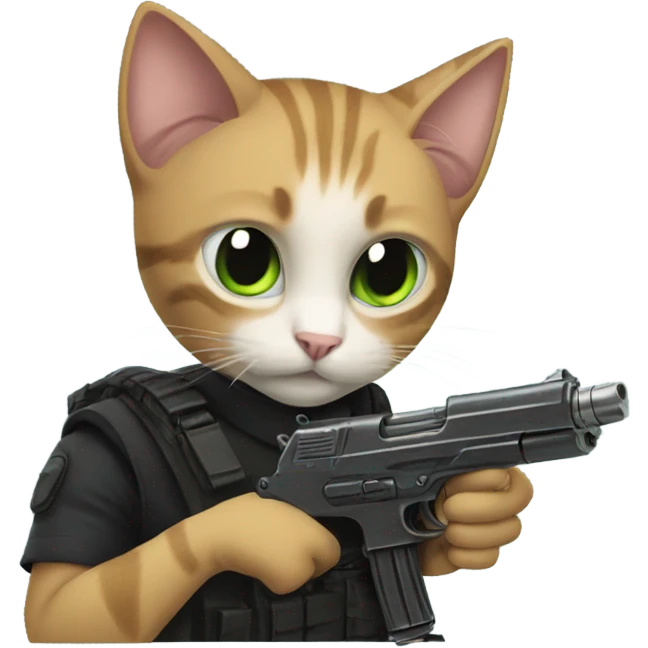 Cat with draco gun emoji