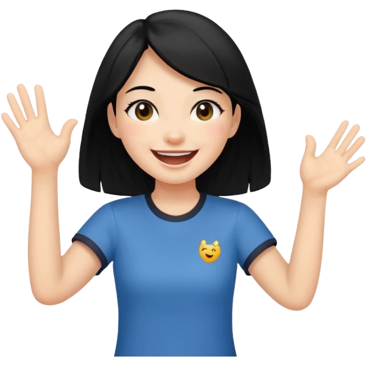 girl with black hair in short sleeves cheering going home emoji