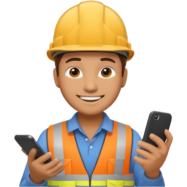 create an realistic emoji image of an construction worker typing on the phone emoji