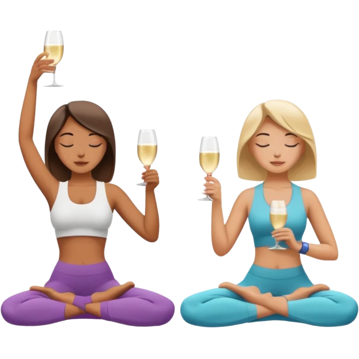 two girl yoga and prosecco  emoji