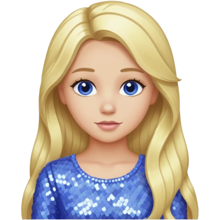 Skylar Shaye with long blonde hair, periwinkle sequin outfit emoji