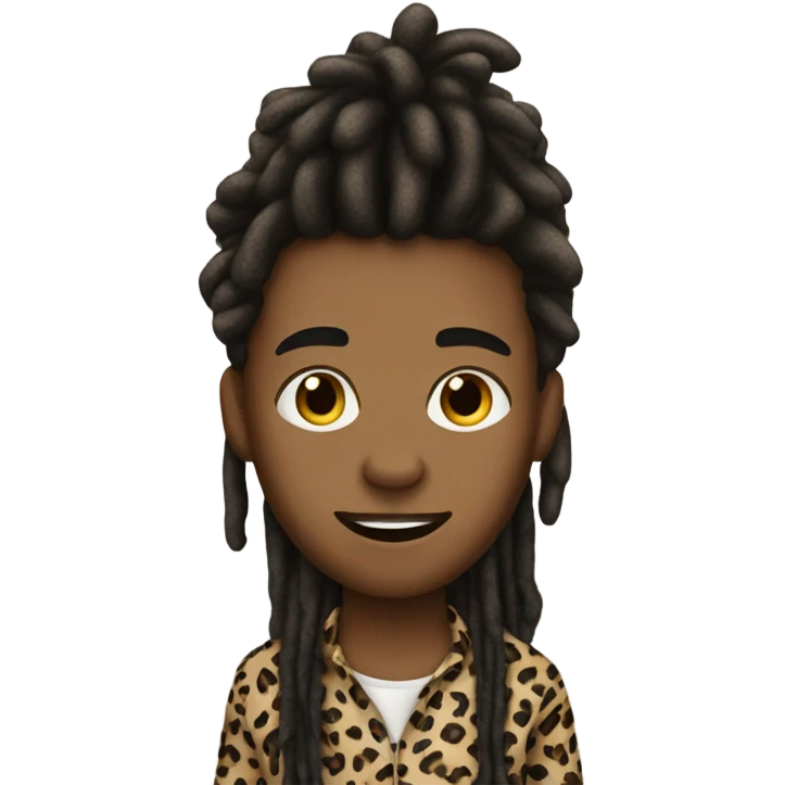 dreadlocked boy in leopard print emoji