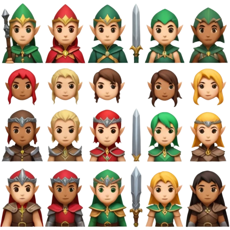 generate pack icons avatar like emoji on RPG theme. There has like warrior, magician, rogue, paladin and etc. Also add it some races like human, orc, dwarf and etc. emoji