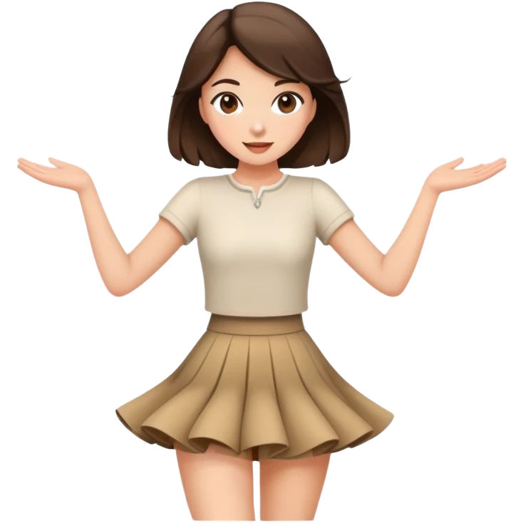 brunette girl twirling short skirt emoji