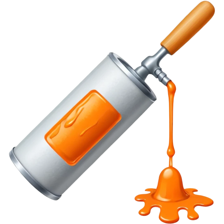 paint roller with orange paint on it emoji