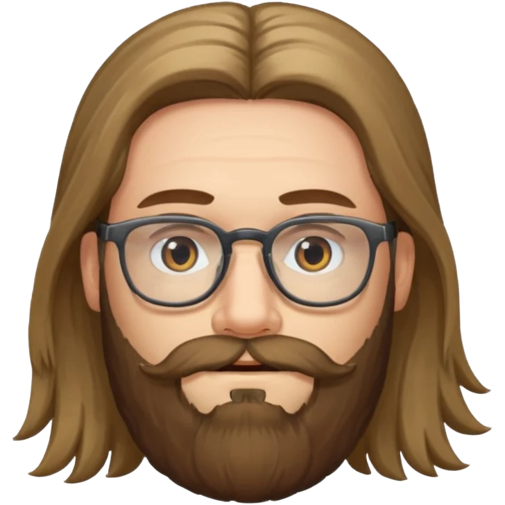 bearded long haired man with eyeglasses emoji
