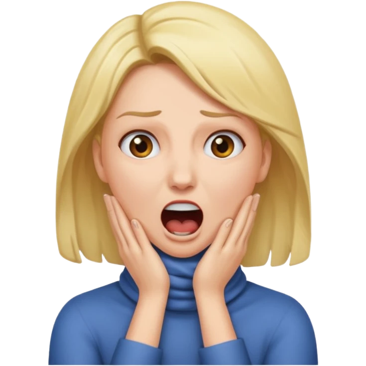 woman with both hands wrapped around neck screaming  emoji