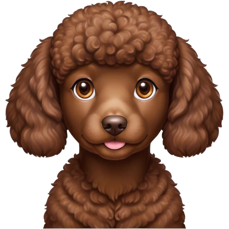 Cinematic Noble Chocolate Poodle Portrait Emoji, Poised and regal, with a refined, elegant build and a meticulously groomed, curly chocolate Fur, deep-set soulful brown eyes, Simplified yet sharp and sophisticated features, highly detailed, glowing with a soft, dignified glow, high shine, intelligent and graceful, stylized with an air of sophistication, focused and attentive, soft glowing outline, capturing the essence of a watchful and confident companion, so majestic it feels as though it could prance out of the screen with effortless authority! emoji