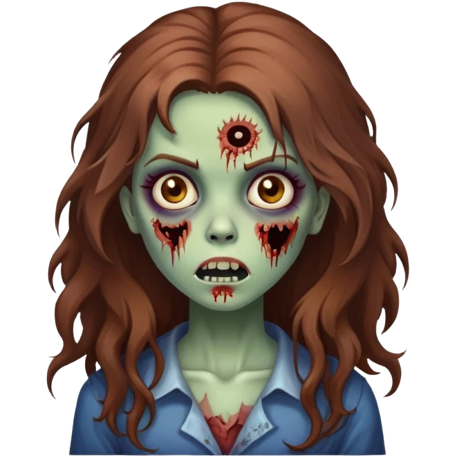  girl zombie with big brown hair emoji