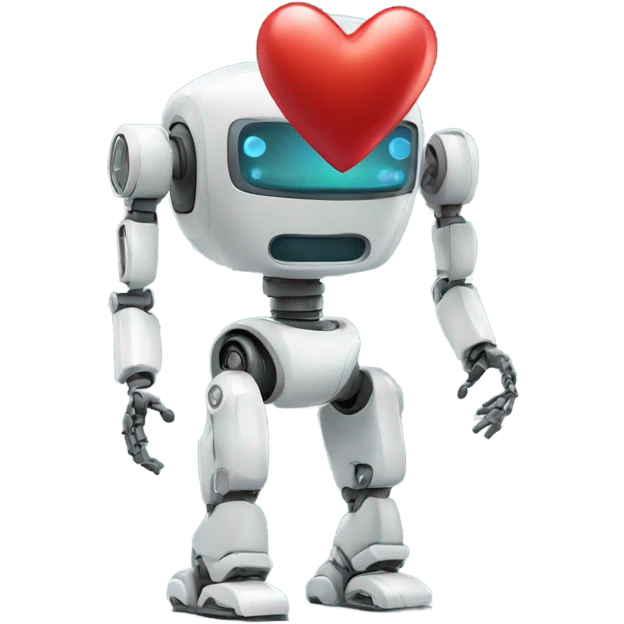 the robot holds a heart in its hand emoji
