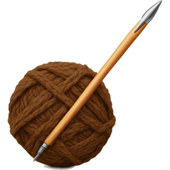 Brown Ball of yarn and crochet hook emoji