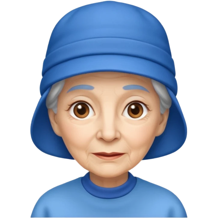 elderly woman with blue hat emoji