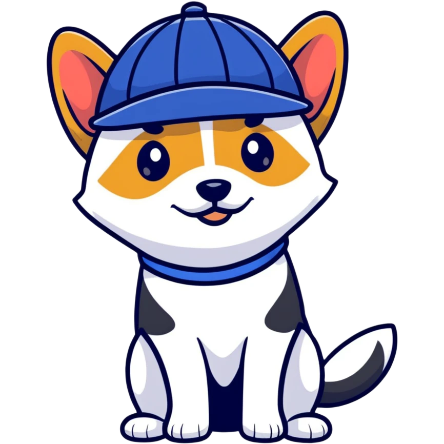 dog wearing a NAVI cap emoji
