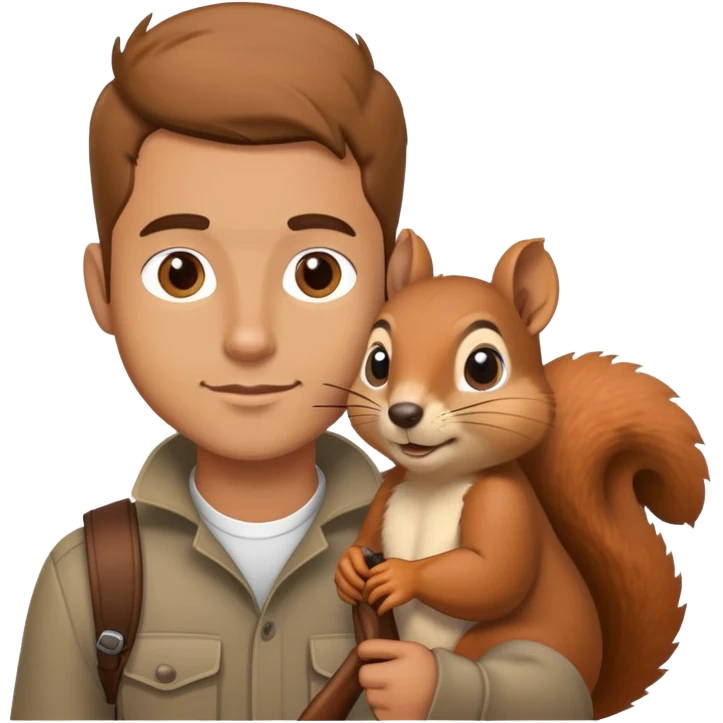 Man wird a squirrel on his shoulder emoji