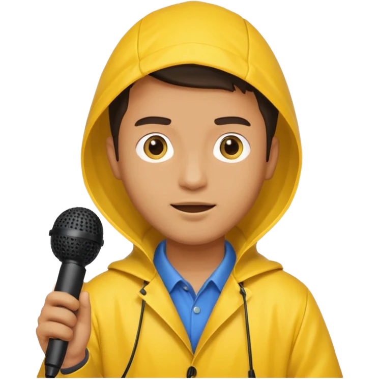 man with rain coat and boom microphone emoji