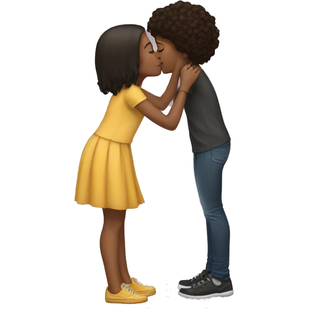 A tall girl kissing short girl, women, feminine  emoji