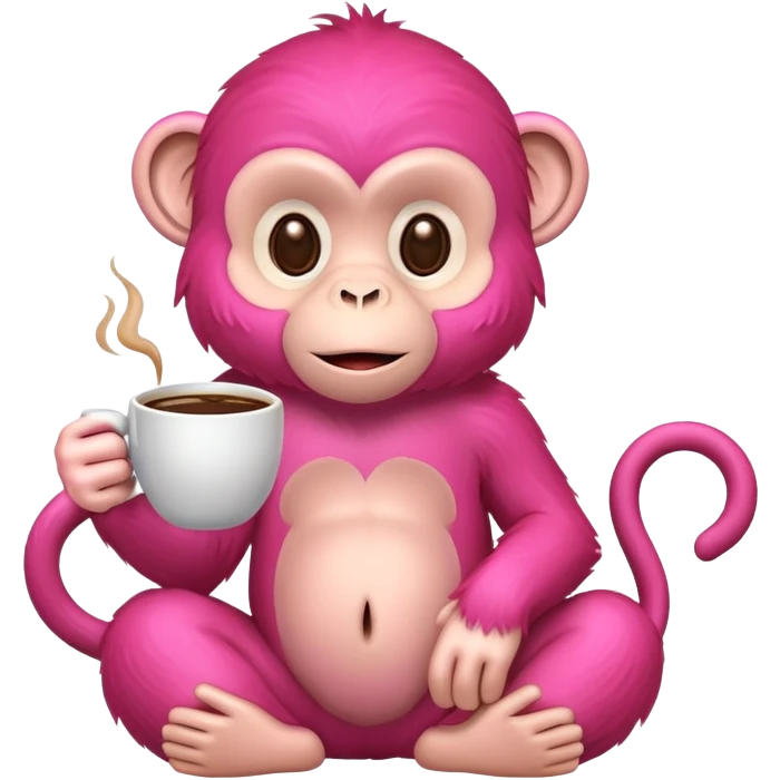 Pink Monkey drinking coffee  emoji