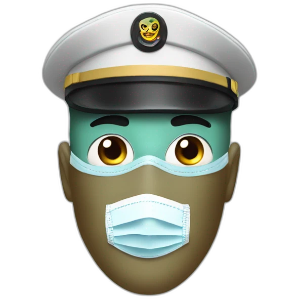military face in a Medical masks emoji