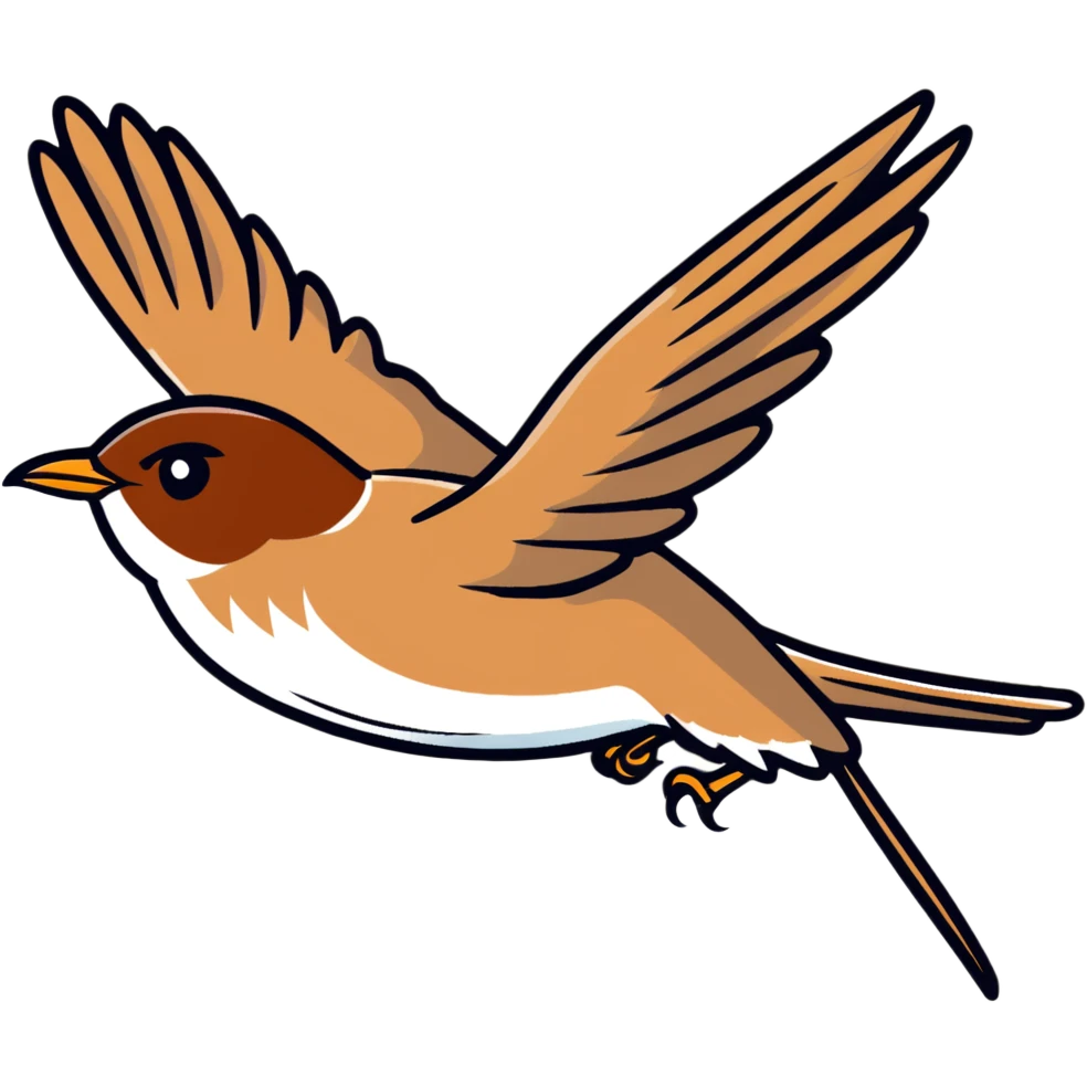Cetti's warbler bird flying with wings spread emoji