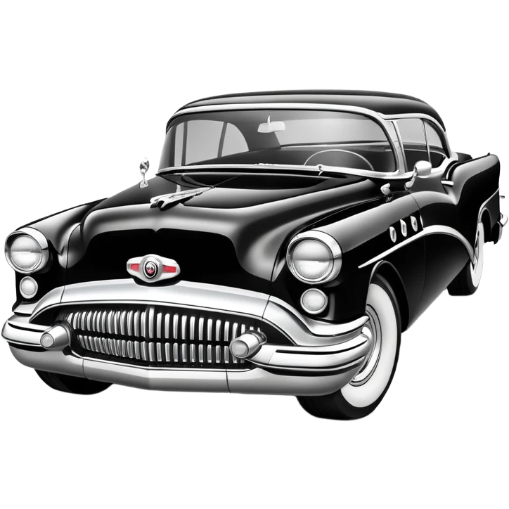 vintage hot rod, based on 1956 Buick Century, monochrome black and white emoji