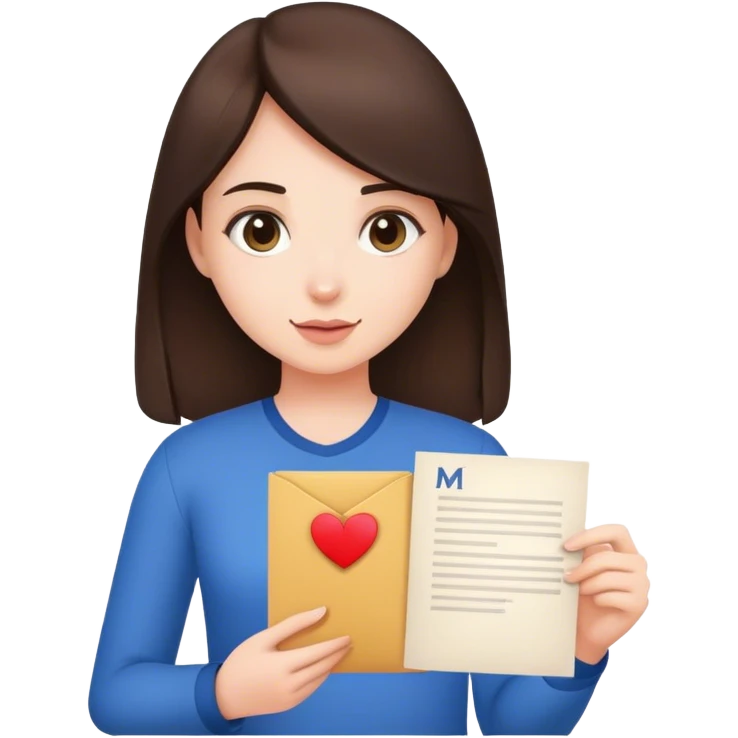 A brunette girl graduates with an M I T acceptance letter. emoji