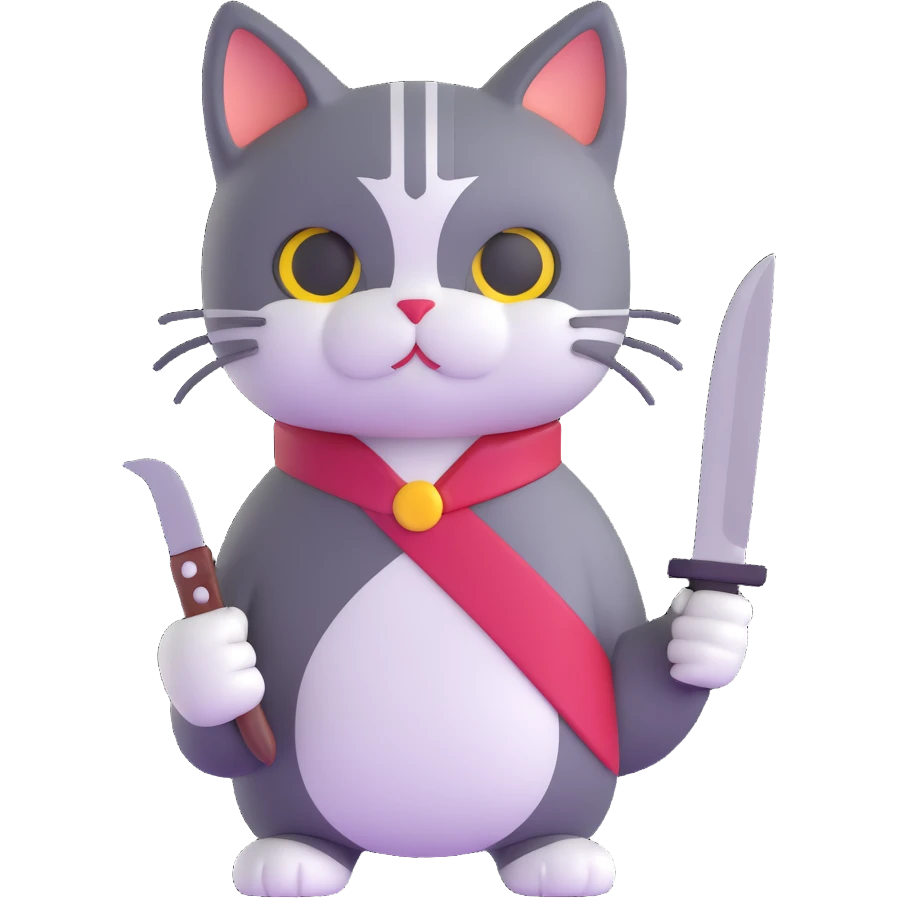 cute cat with a knife emoji