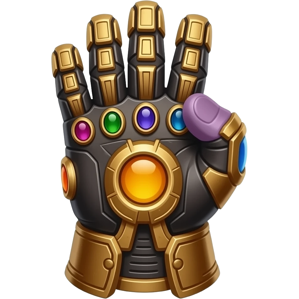 Thanos gauntlet with gems and snap pose emoji