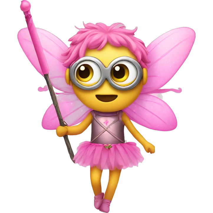 fairy minion with pink wand and pink tutu emoji