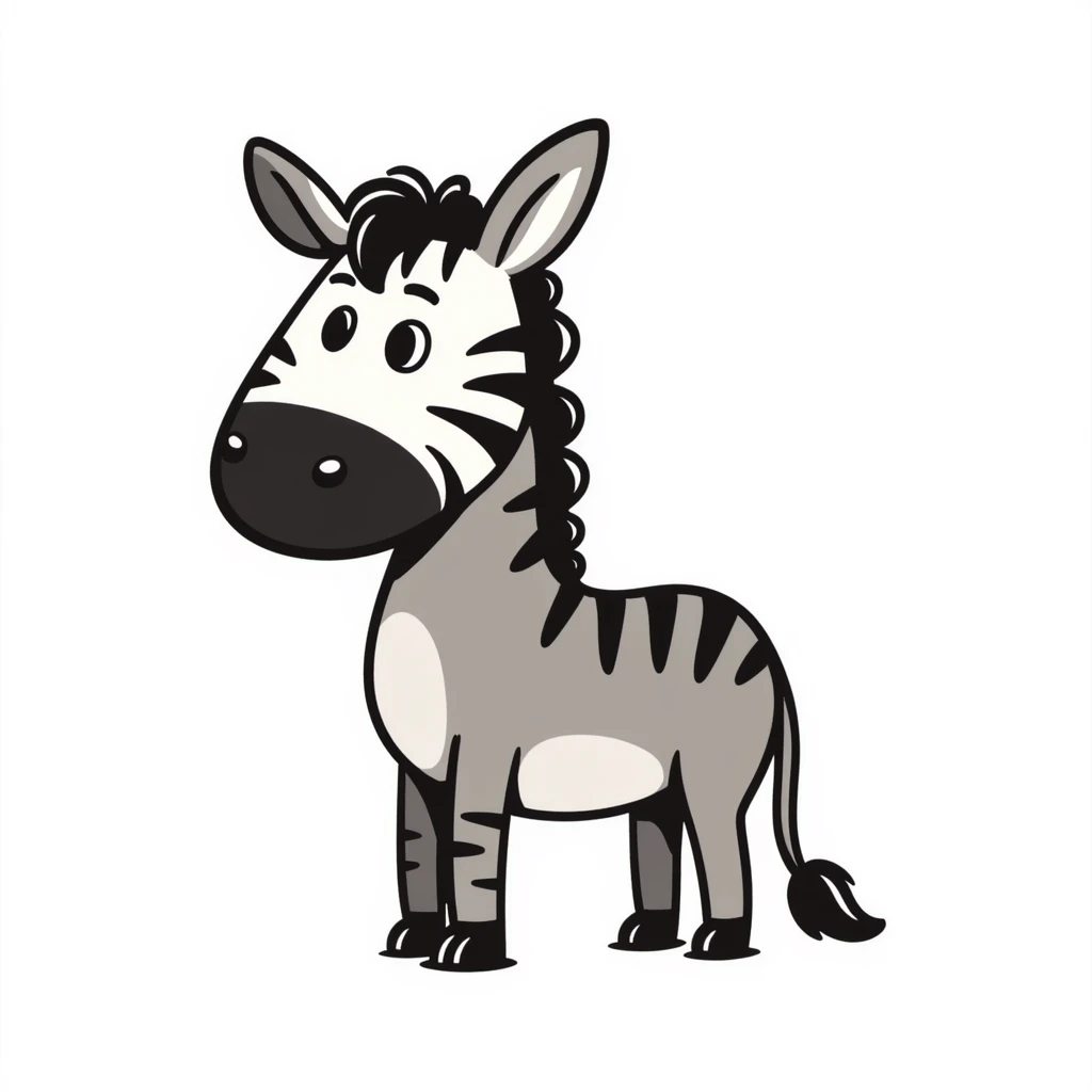 A donkey with a zebra head, donkey body with brown fur and zebra head with black and white stripes emoji