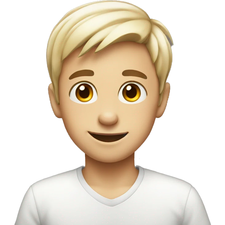 smiling boy in white shirt emoji
