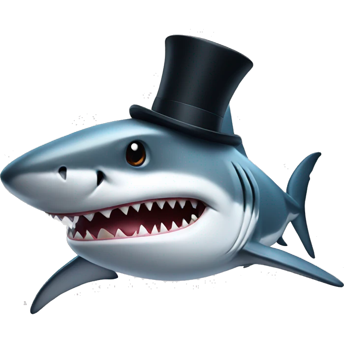 Shark with a top hat emoji