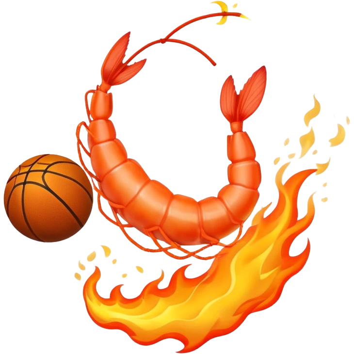 shrimp on fire dunking a basketball emoji