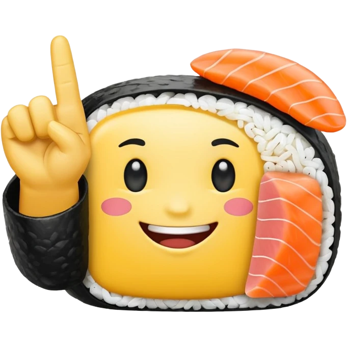 Sushi holding up one finger emoji