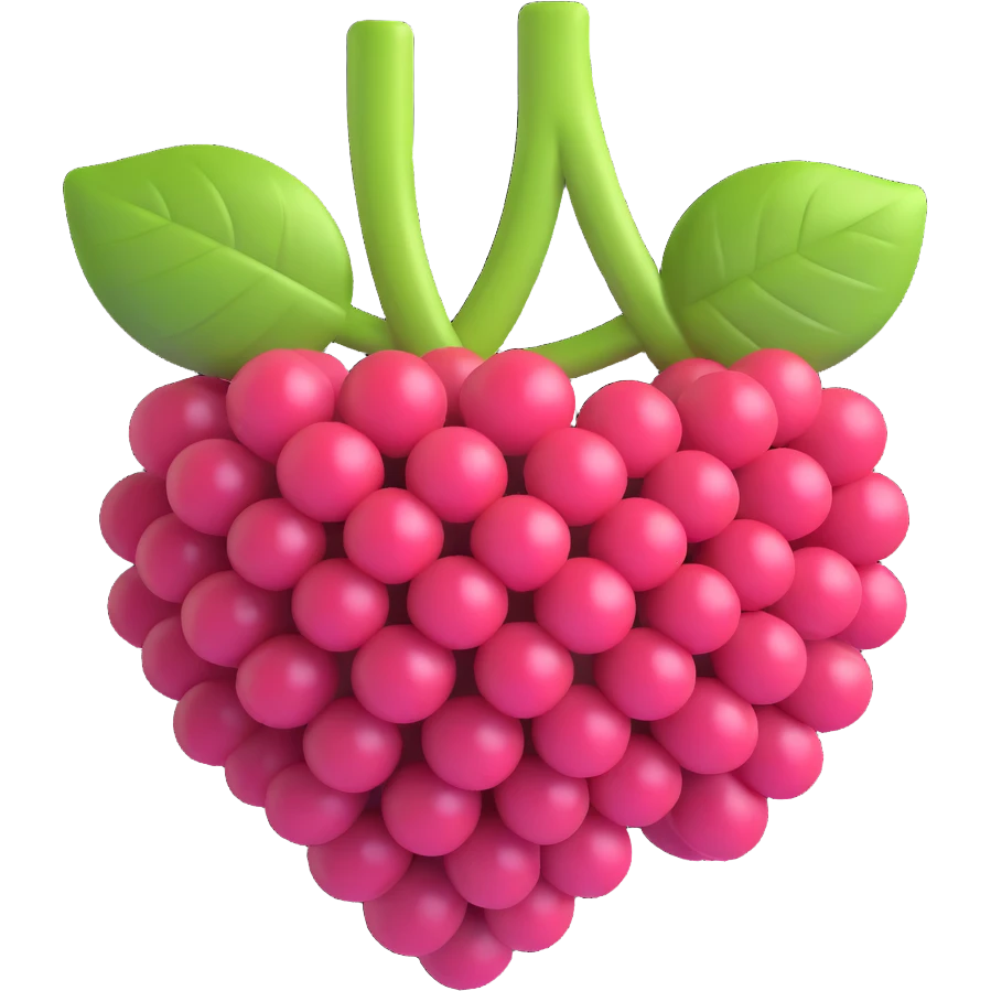 3D emoji style, raspberry fruit, three-dimensional and lively, no expression emoji
