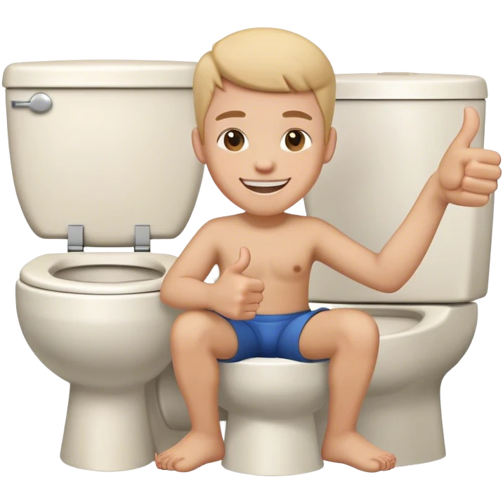 sitting on the toilet with a thumbs up emoji