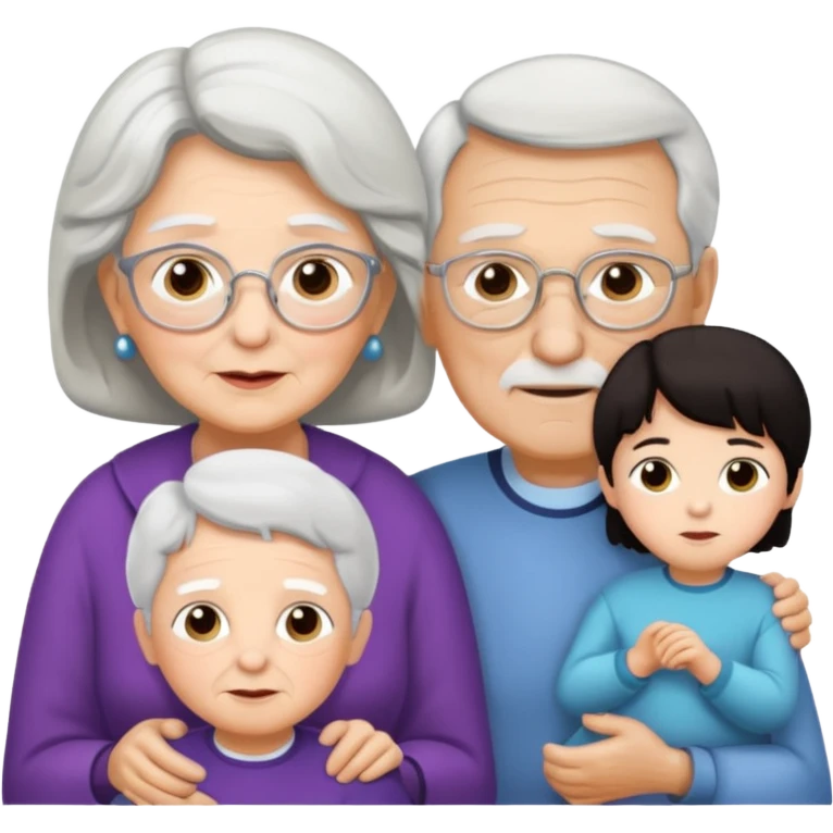 All white grandma and grandpa. The kids should have dark hair emoji