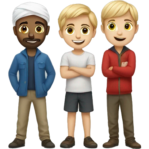 An iranian guy and two norwegin boys emoji