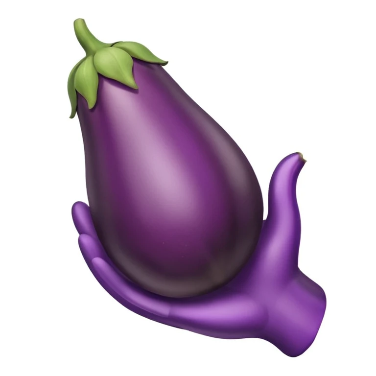 hand holding an eggplant  emoji