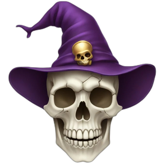 Human skull with a wizard hat emoji