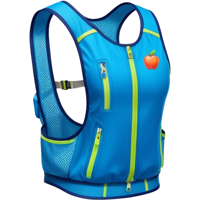 sporty running vest with hydration features and zipper pockets, isolated, apple emoji style emoji