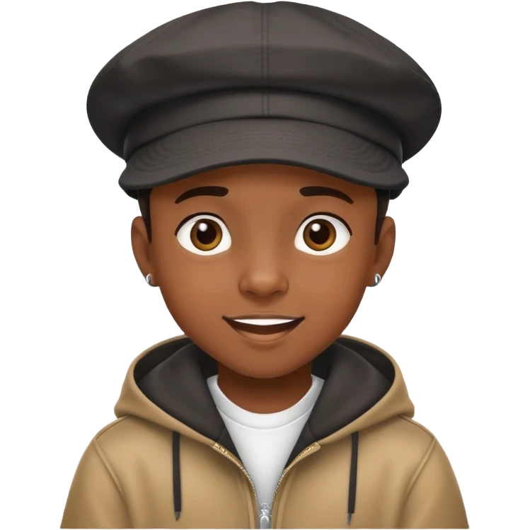 black kid with a hiphop hat, cheerful expression emoji